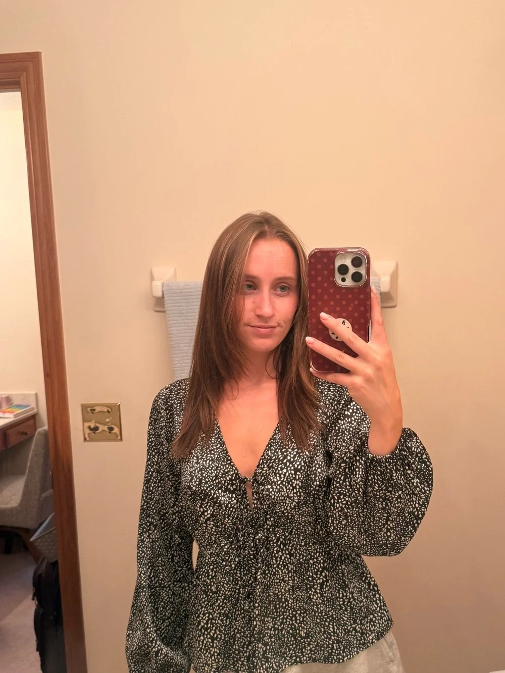 Womens Abercrombie Printed Long-Sleeve Blouse